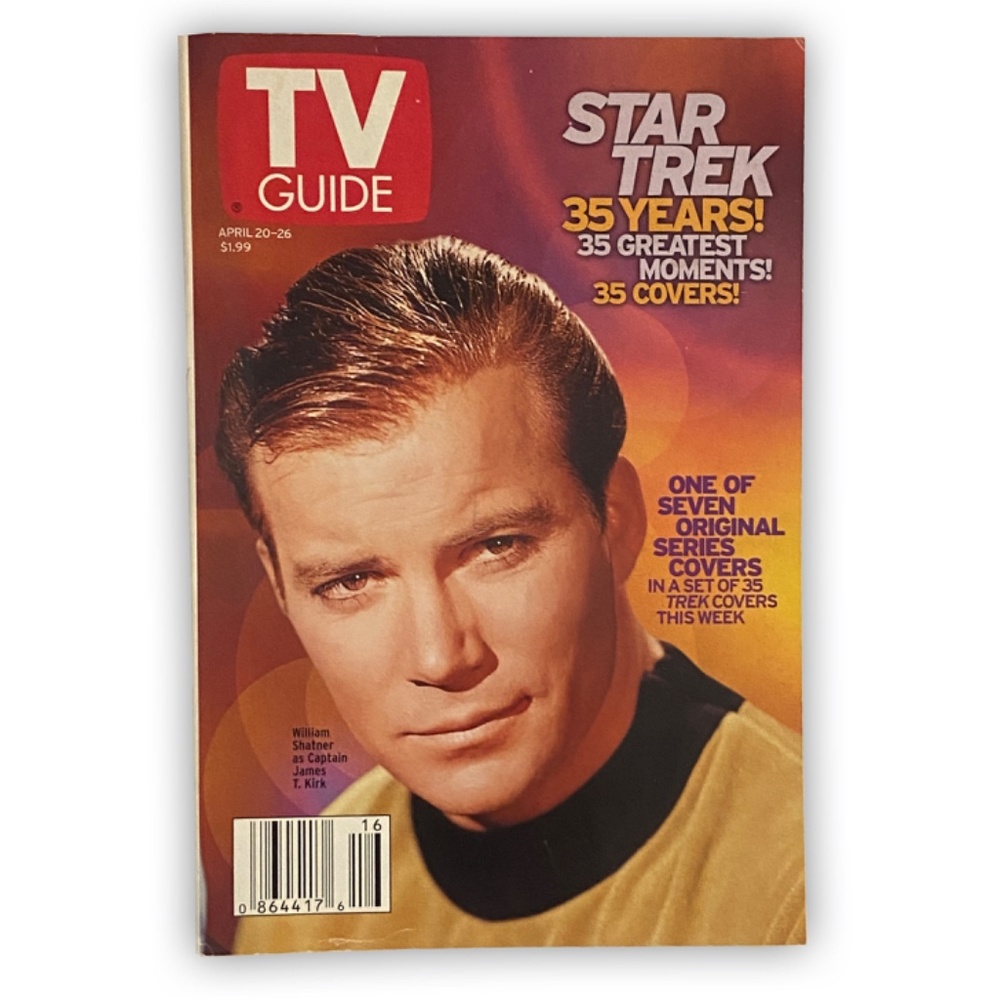 Star Trek TV Guide 35 Years Shatner Kirk TOS April 22-26 2002 Vintage Retro